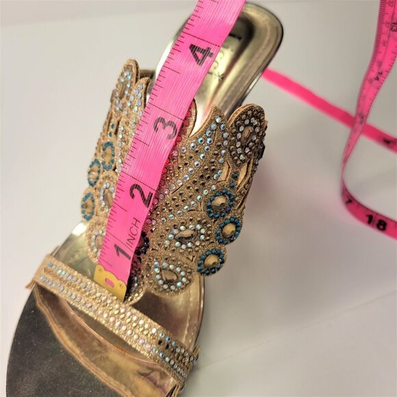 GOLD High Heels Crystal Embellished Heels Size 7 (size 38) - Picture 14 of 15